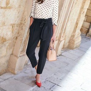Boden Navy Blue Melina High Rise Paperbag Pants Cropped. 10R